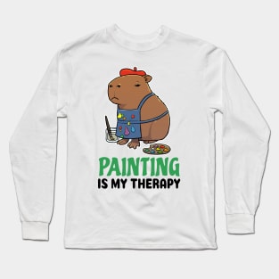 Painting is my therapy Capybara Long Sleeve T-Shirt